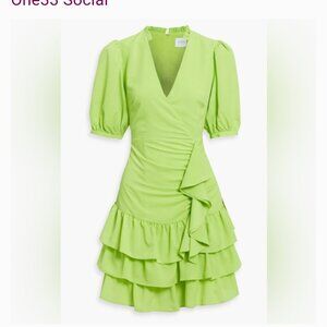 Lime green Linda cocktail dress mini by One33 Social low cut V neck